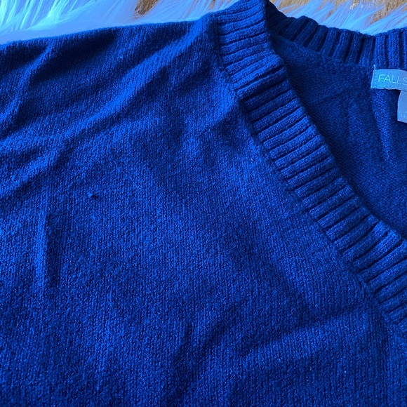 Falls Creek Navy Colorblock Sleeve Pullover Sweater - Picture 7 of 8